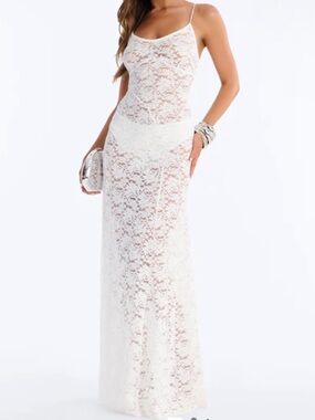 Peppermayo Sheer White Floral Maxi Dress